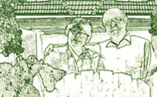 Titelbild 2011
Positive Lebensgestaltung,
Seniorenehepaar vor Eigenheim in
Vorortidylle, grün skizziert nach Dürer-
Art